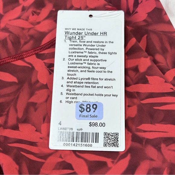 NWT Lululemon Wunder Under HR Tight 25” - Picture 11 of 12